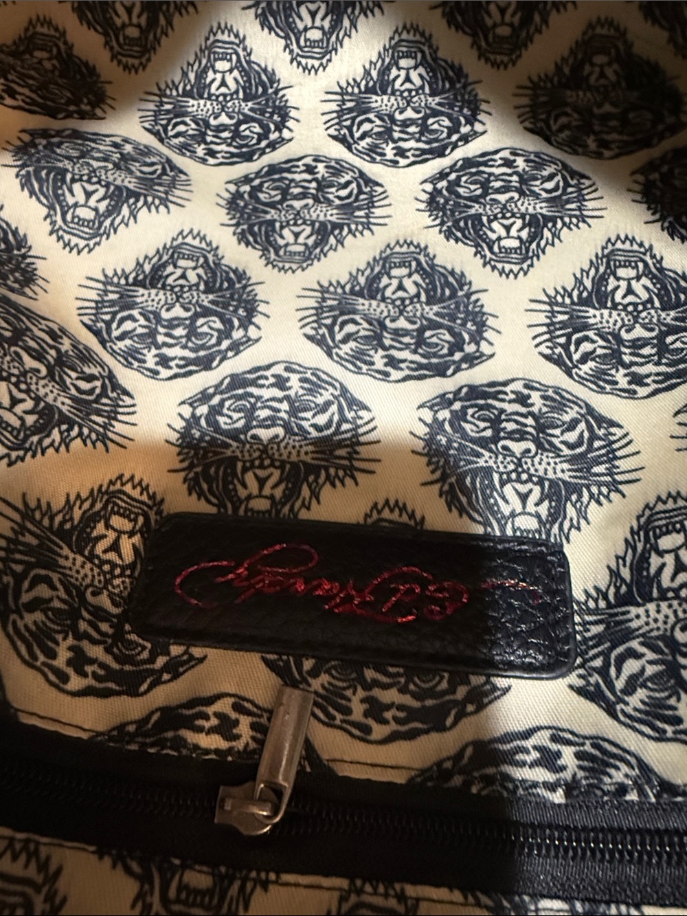 Ed Hardy NWT Brown Tote Bag with Patterned Lining 14”L x 12”H x 4.5”D - Picture 12 of 14